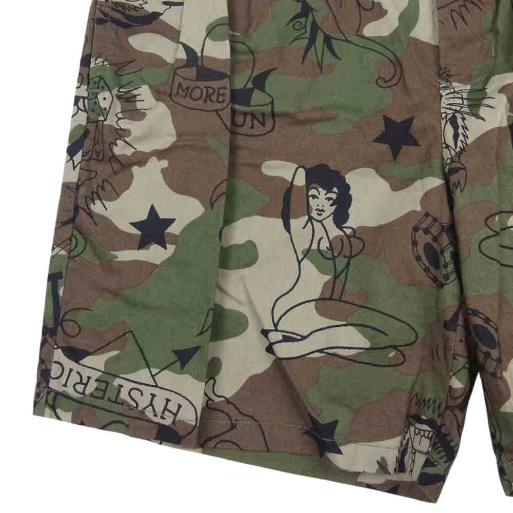 HYSTERIC GLAMOUR ヒステリックグラマー 02172AM02 2タック 迷彩 ミリタリー プリント ショーツ カーキ系 S【中古】