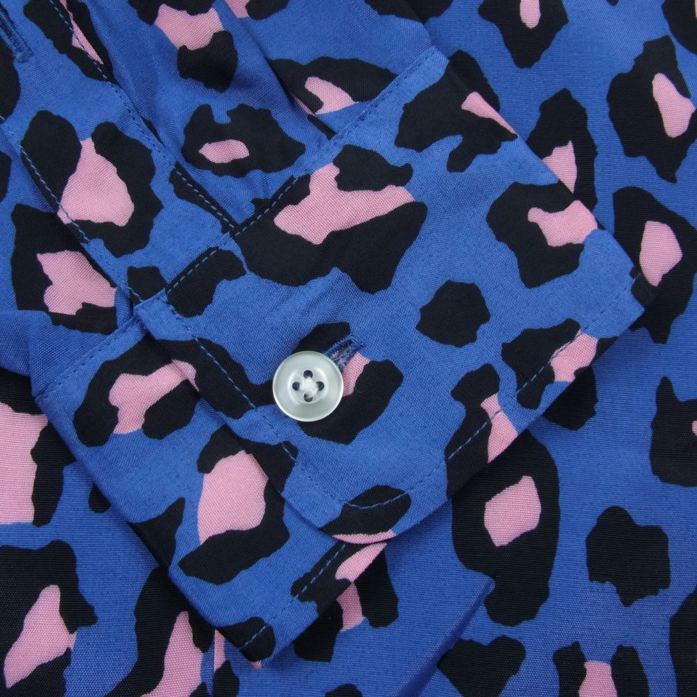 WACKO MARIA ワコマリア ACIDMAN アシッドマン HAWAIIAN L/S SHIRT ハワイアン レーヨン 長袖 レオパード シャツ ブルー系 M【中古】