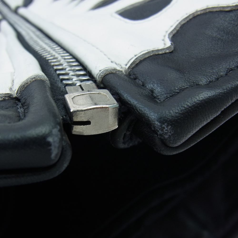 VANSON バンソン B BONE JACKET Bボーン シングル ライダース ジャケット スケルトン 牛革 レザー ライナー付 ブラック系 ホワイト系 40【中古】