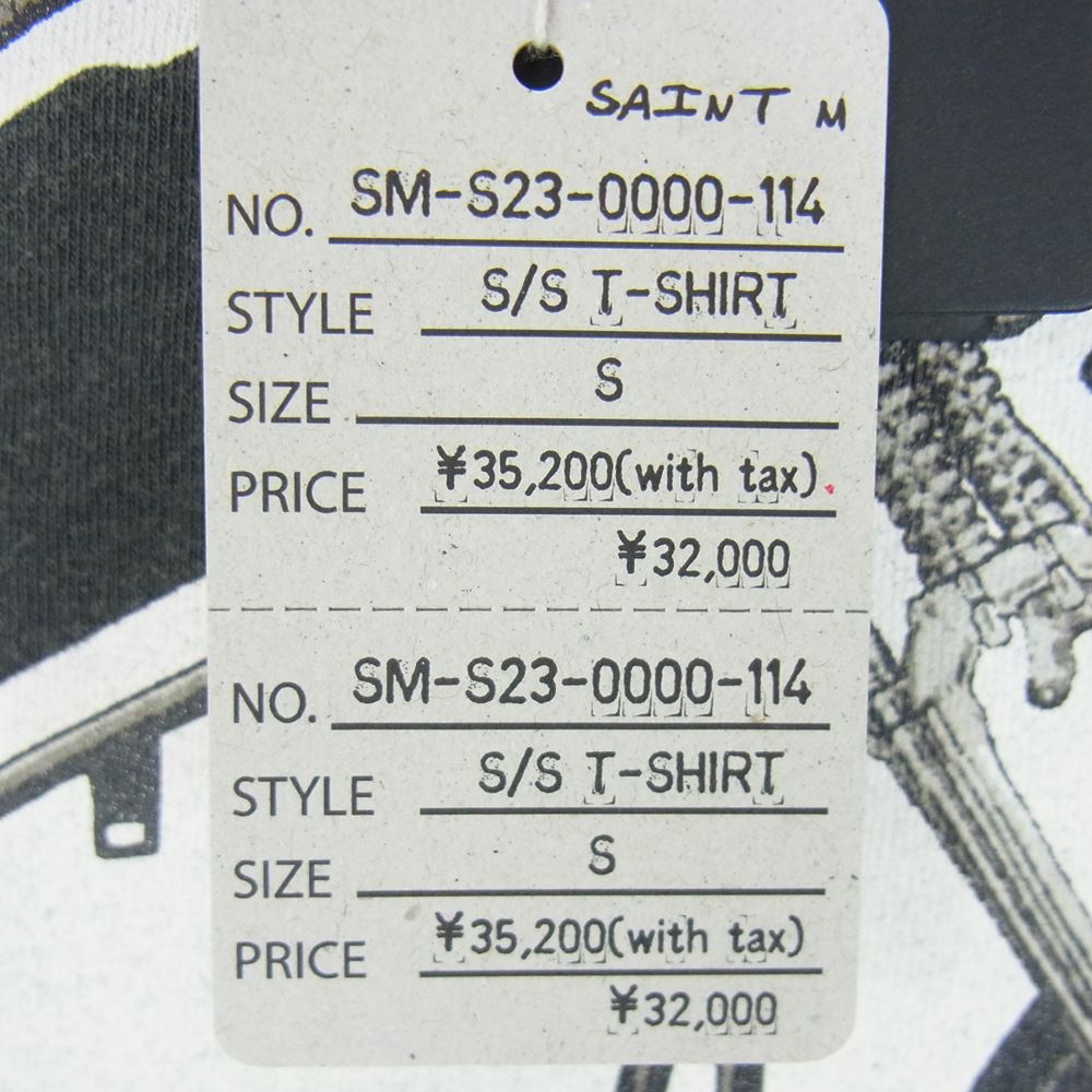 NEIGHBORHOOD ネイバーフッド × SAINTMXXXXXX セントマイケル SM-S23-0000-114 NH SS TEE BIKE バイク プリント ダメージ加工 Tシャツ チャコール系 S【新古品】【未使用】【中古】