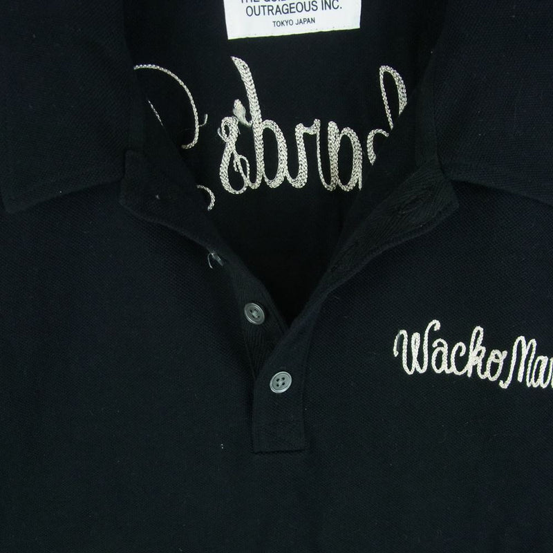 トップ 【即日発送】WACKO MARIA 七分袖刺繍ロゴポロシャツ ポロシャツ 