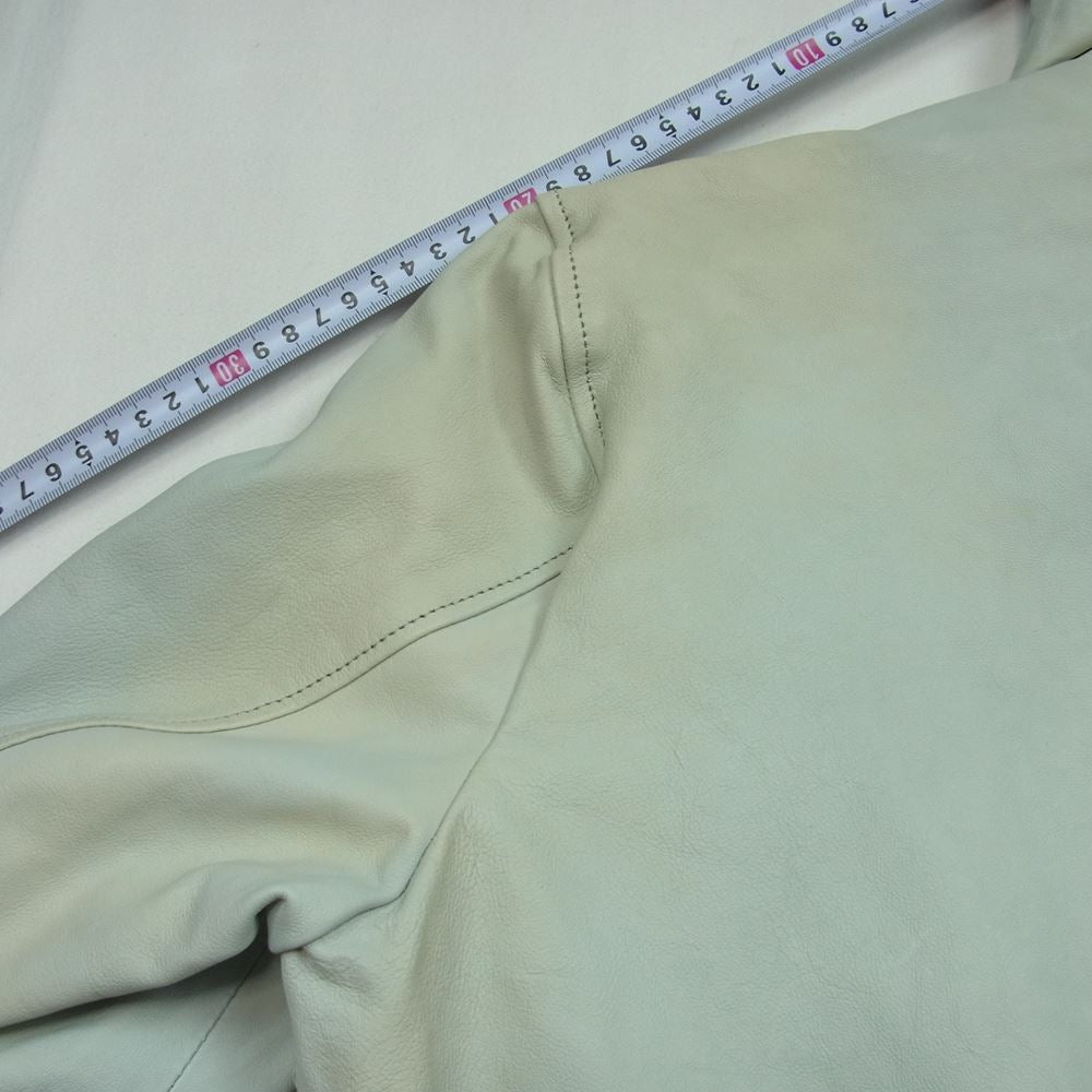 マーシャー MMU18S4003 フード付き シープレザー ジャケット イタリア製 ホワイト系 緑がかった白系 M 2【中古】