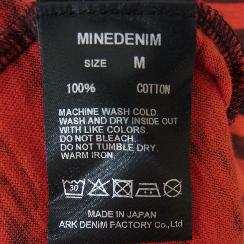 MINEDENIM マインデニム 22SS 2206-6001-17-M2 Hazy Border T-SH 掠れ ボーダー プリント 半袖 Tシャツ レッド系 M【中古】
