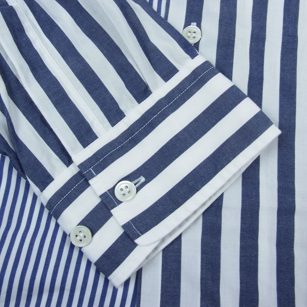 ZUCCa ズッカ CZ06-FJ530 ストライプ 切替 ドッキング 長袖 Tシャツ ネイビー系 ホワイト系 S【中古】