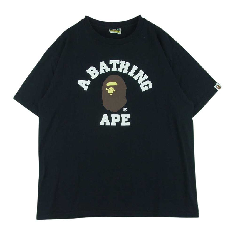 A BATHING APE アベイシングエイプ 001TE301001M BAPE ベイプ カレッジ ロゴ 半袖 Tシャツ ブラック系 L【中古】