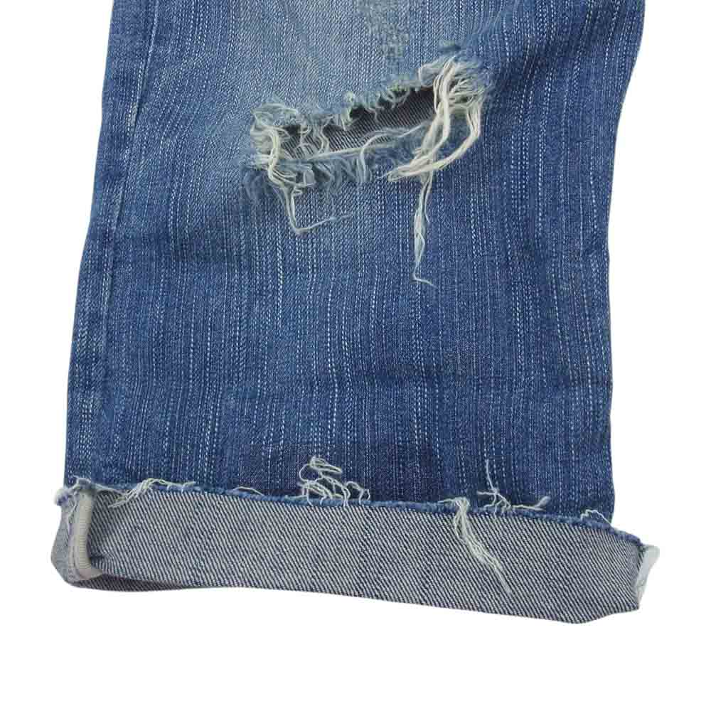 ルグランブルー ST104-/BR+L カットオフ ダメージ加工 クロップド デニムパンツ ジーンズ インディゴブルー系 28【中古】