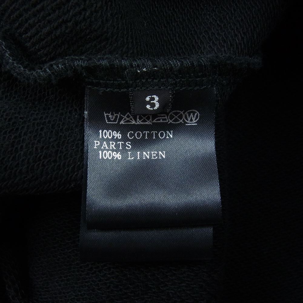 エーエフ アーティファクト 22SS LINEN combi sweat hoodie HALF SLEEVE リネンコンビ ハーフスリーブ フーディ パーカー ブラック系 3【中古】
