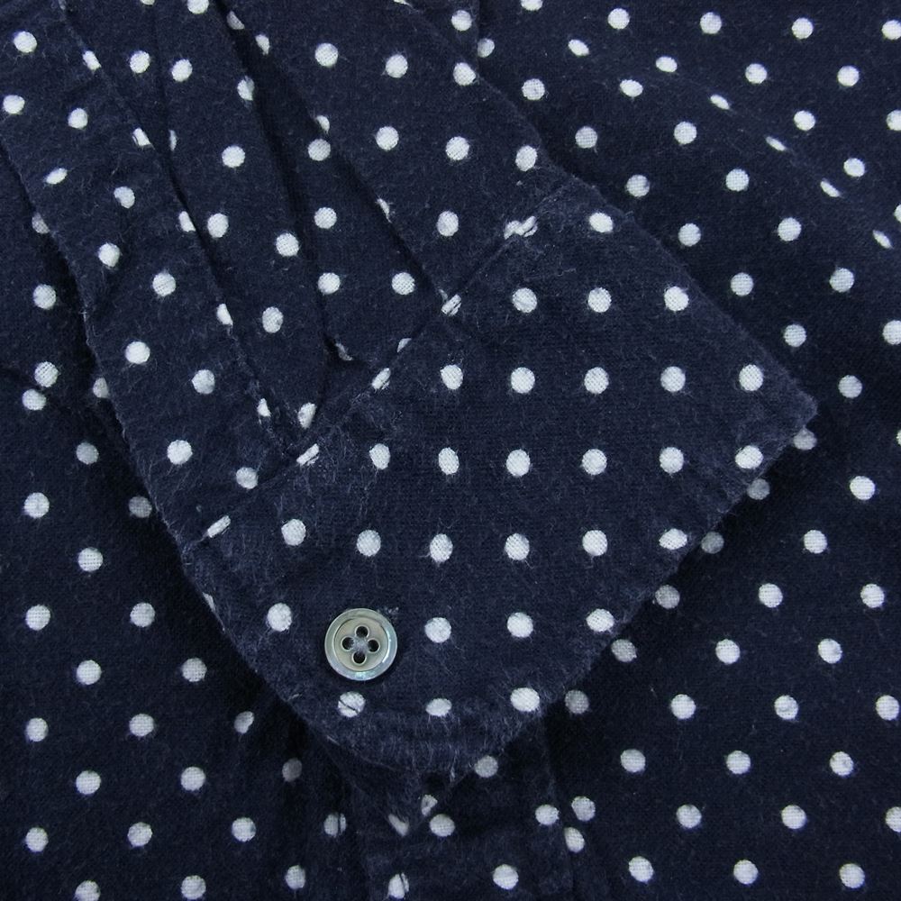 Engineered Garments エンジニアードガーメンツ 水玉 ドット プリント スモールカラー シャツ ネイビー系 XS【中古】