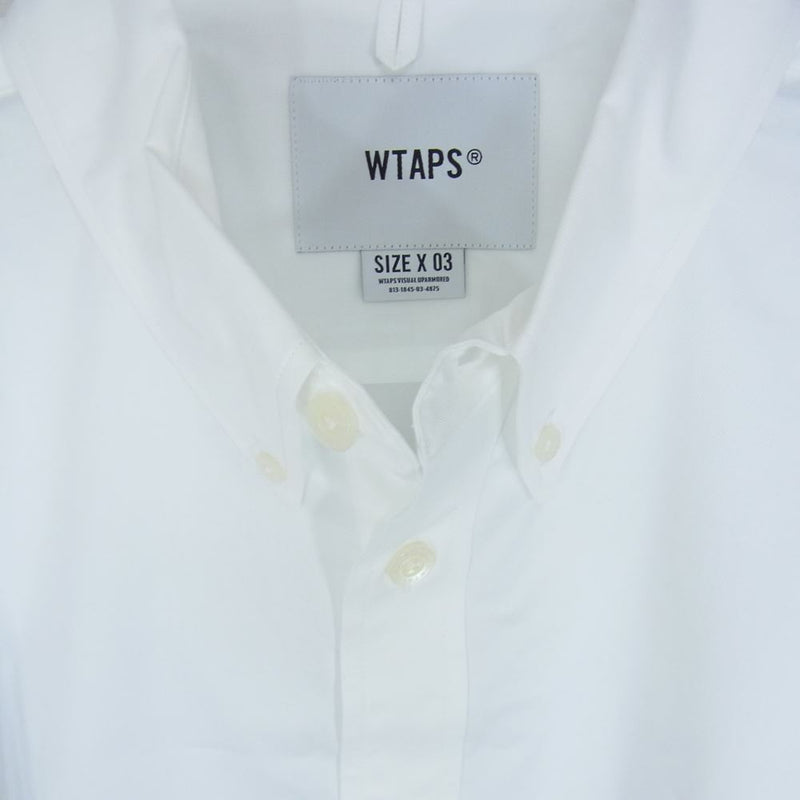 WTAPS ダブルタップス 21AW 211TQDT-SHM01 BD LS COTTON TWILL CANCLINI ボタンダウン コットン  ツイル 長袖 シャツ ホワイト系 03【新古品】【未使用】【中古】