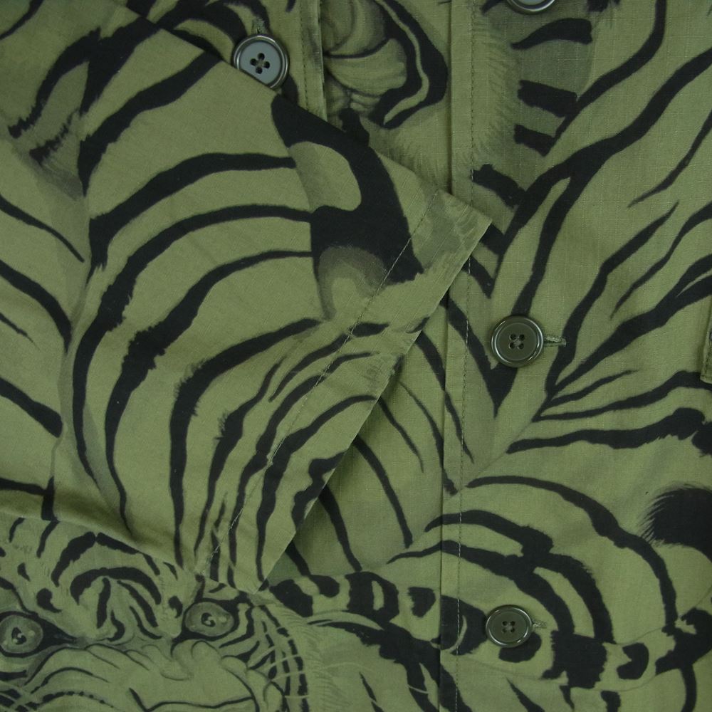 WACKO MARIA ワコマリア 22SS TIMLEHI-WM-ML30 TIM LEHI ティムリーハイ ARMY SHIRT TYPE-1 虎 総柄 アーミー 長袖 シャツ カーキ系 M【新古品】【未使用】【中古】