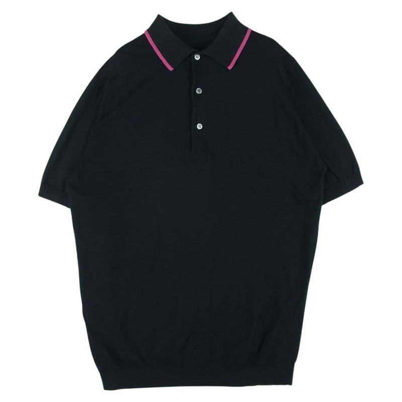 uniform experiment ユニフォームエクスペリメント UE-170088 KNIT POLO 半袖 ポロ シャツ コットン 日本製  ブラック系 2【中古】