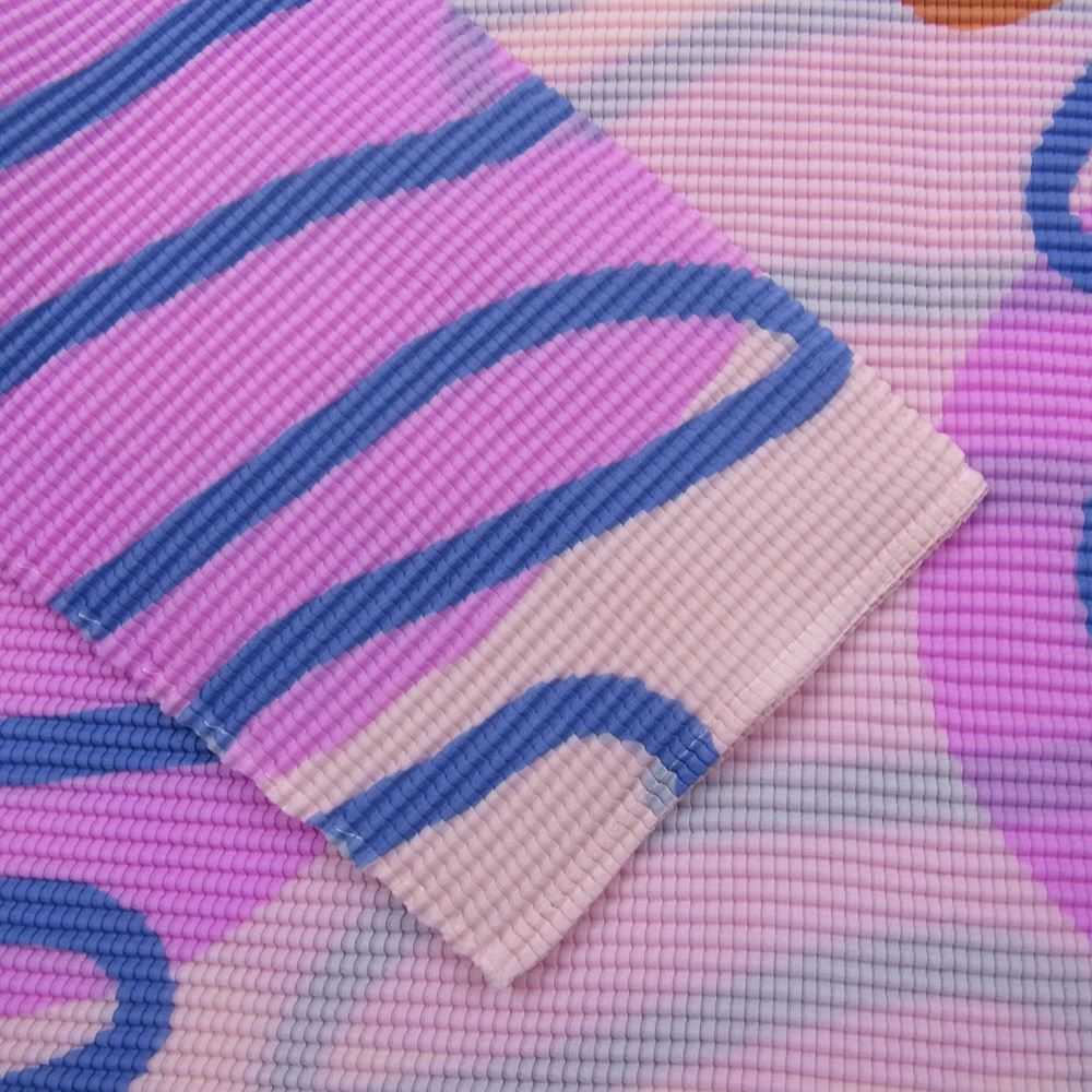 ISSEY MIYAKE イッセイミヤケ me ミー 23SS MI31FJ641 ボックスプリーツ ボトルネック ロング スリーブ 総柄 カットソー マルチカラー系【中古】