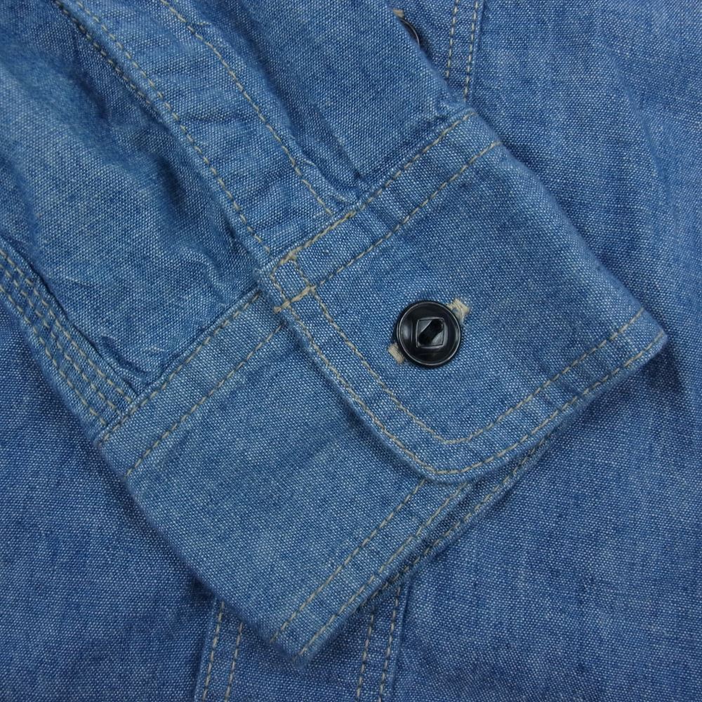 TOY'S McCOY トイズマッコイ 23SS McHILL OVERALLS CHAMBRAY WORK SHIRT STEVE McQUEEN シャンブレー ワーク シャツ スティーブマックイーン 長袖 インディゴブルー系 14【美品】【中古】