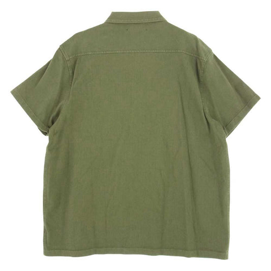 RRL ダブルアールエル 国内正規品 782857069001 ショートスリーブ ヘリンボーン 半袖 ミリタリー シャツ カーキ系 XL【中古】