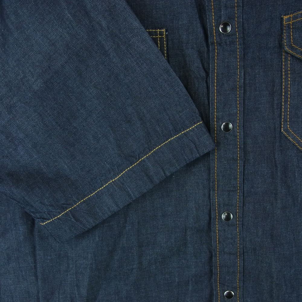 Sacai サカイ 22SS 22-02719M コットン デニム 半袖 シャツ 日本製 インディゴブルー系 4【美品】【中古】