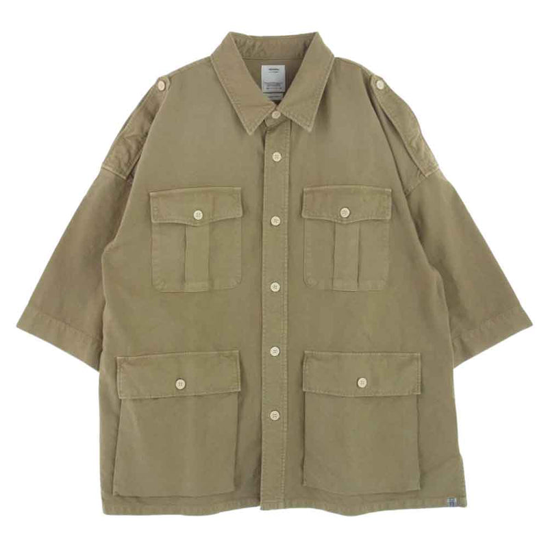 VISVIM ビズビム 23SS 0123105011009 MARSWELL SHIRT S/S DMGD マーシャル 半袖 シャツ カーキ系 5【極上美品】【中古】