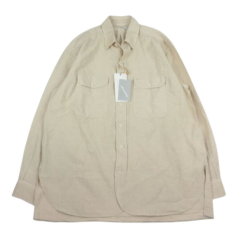 マーティーアンドサンズ 23SS MT3103-0604B 強撚 LINEN OXFORD WORK SHIRTS リネン コットン オックスフォード  ワーク シャツ 長袖 ベージュ系 2【中古】