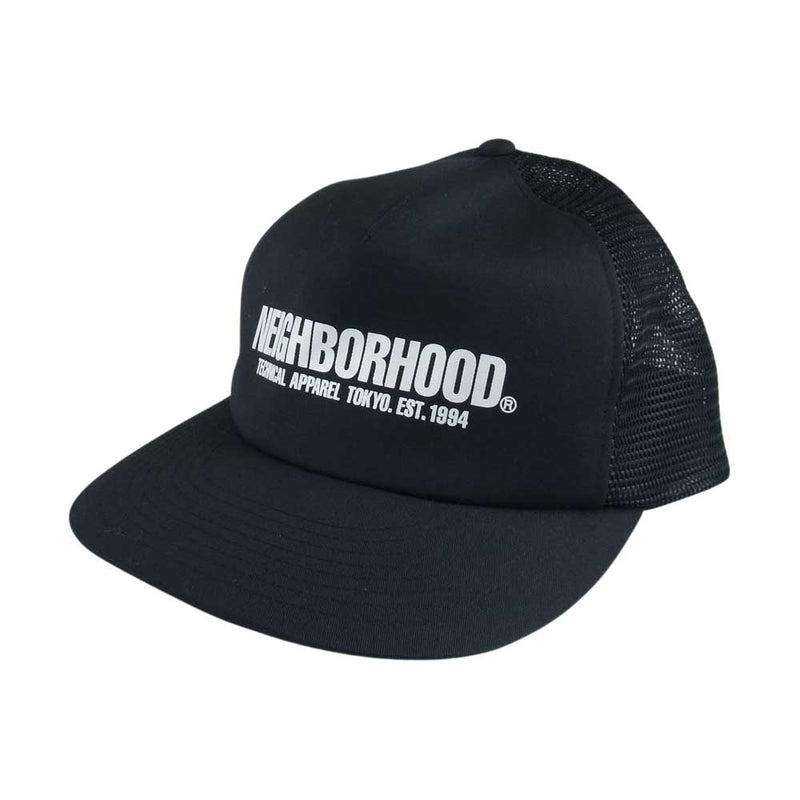NEIGHBORHOOD LOGO PRINT MESH CAP BLACK | rishawnbiddle.org