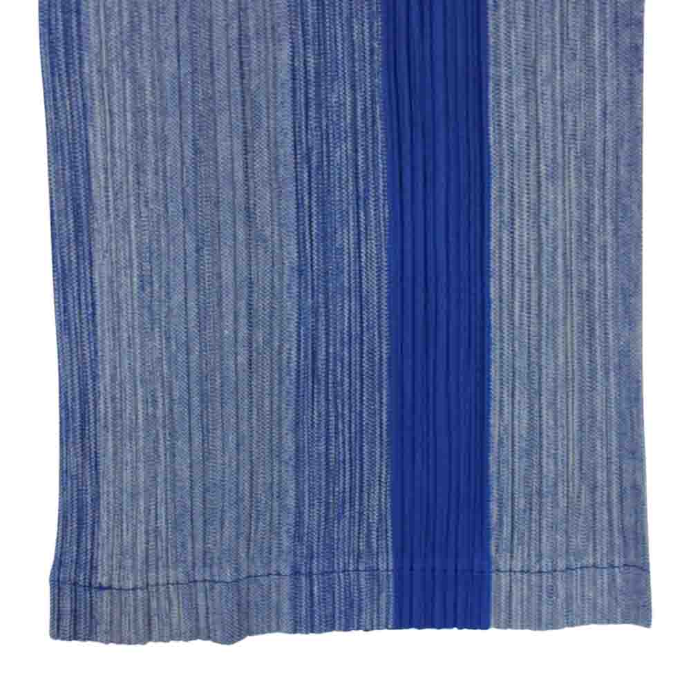 PLEATS PLEASE プリーツプリーズ イッセイミヤケ PP11-JF652 プリーツ加工 ストライプ パンツ ブルー系 4【中古】