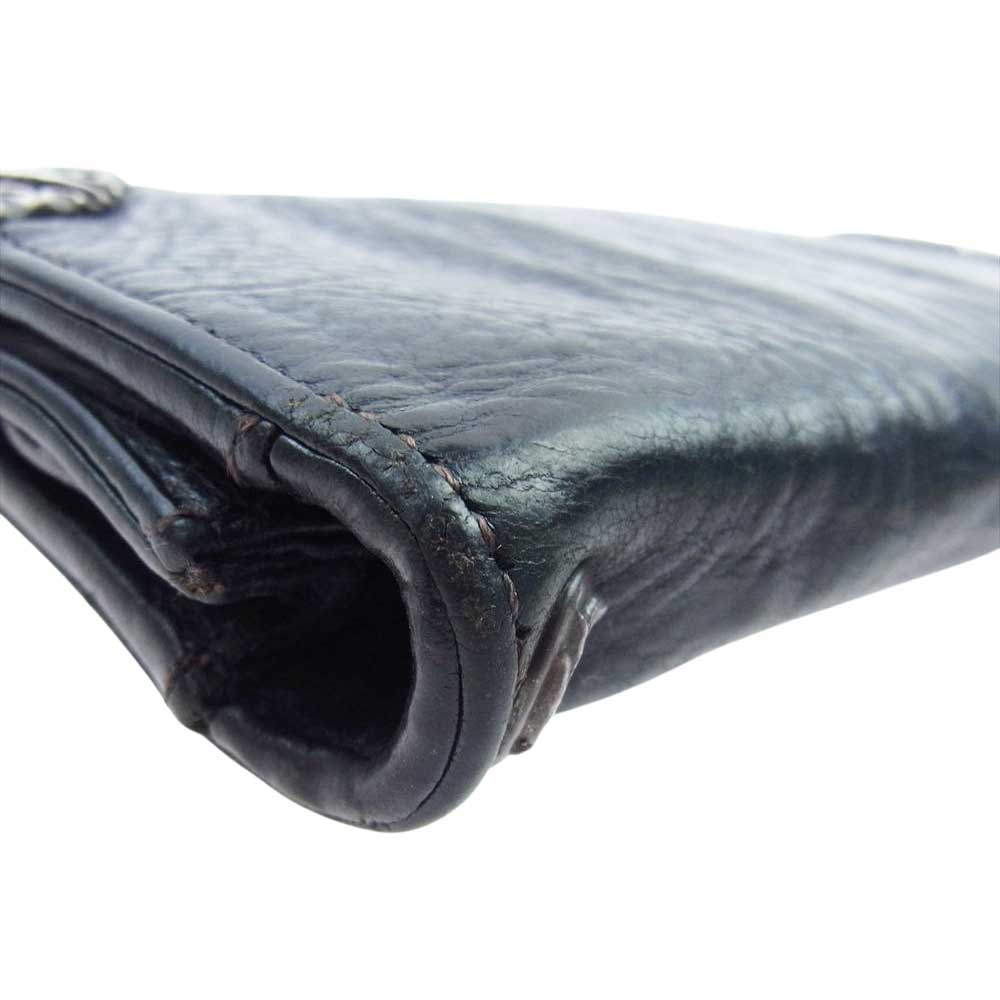 CHROME HEARTS クロムハーツ(原本無) LNG SNGL FOLD TIPS シングルフォールド レザー ロング ウォレット 長財布 ブラック系【中古】