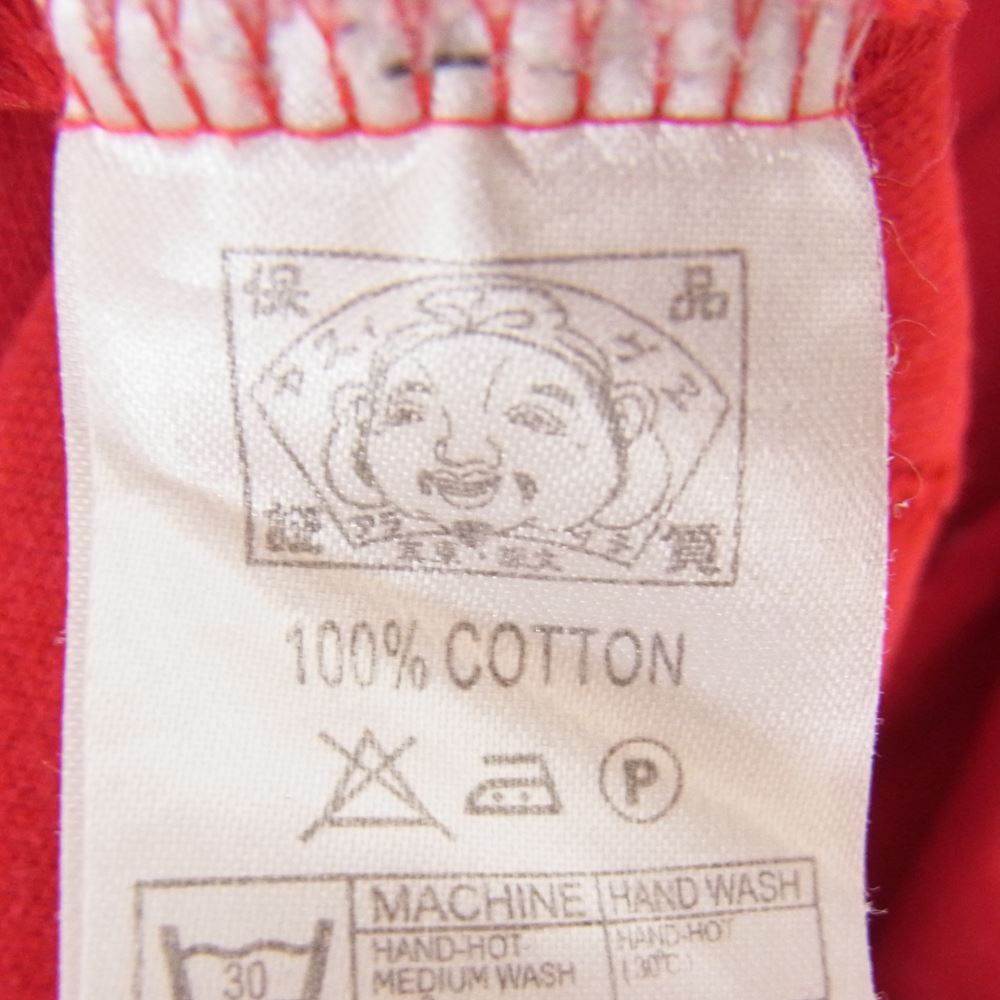 EVISU エヴィス 総柄 刺繍 半袖 BD ポロ シャツ レッド系 サイズ表記無【中古】