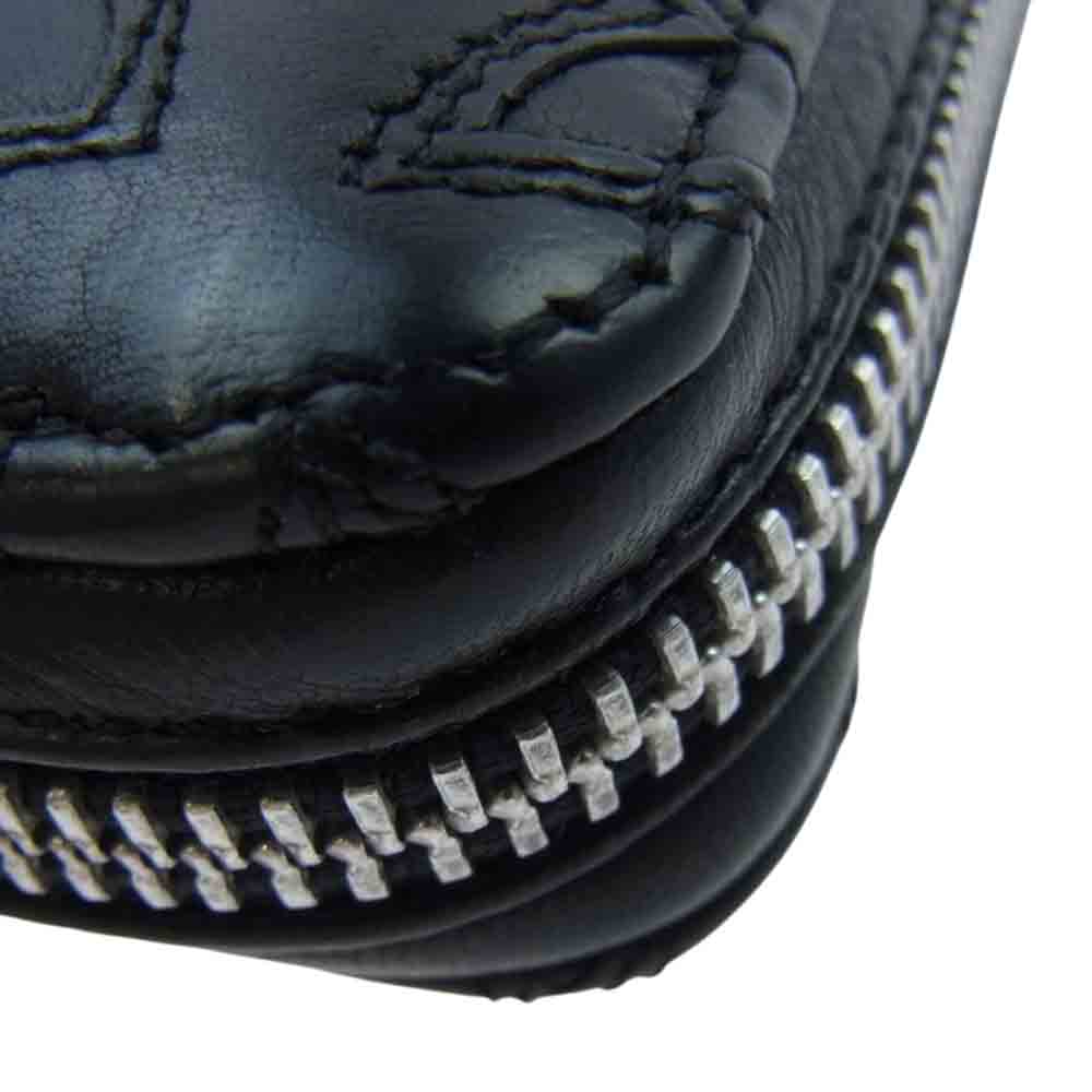 CHROME HEARTS クロムハーツ(原本無) REC F ZIP QUILTED セメタリークロス キルティング ラウンドジップ ウォレット 財布 ブラック系【中古】