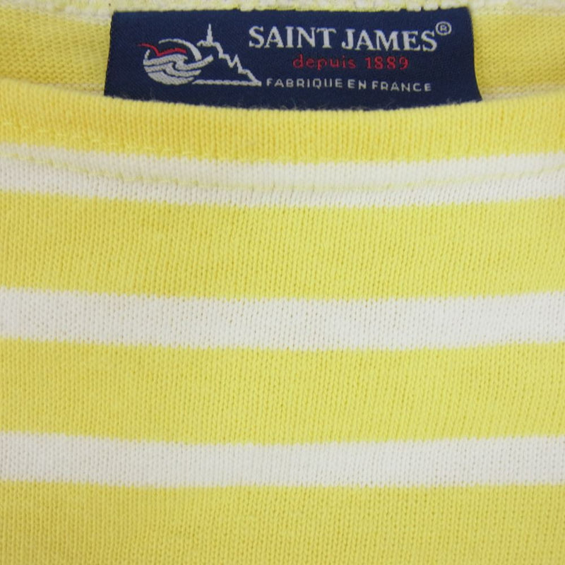 SAINT JAMES セントジェームス ボーダー バスクシャツ 長袖 Tシャツ ホワイト イエロー系 SM【中古】