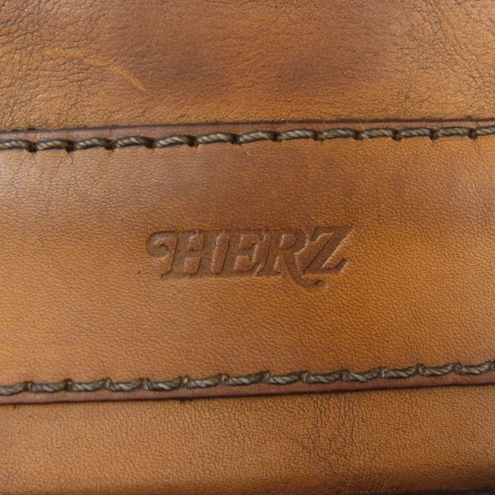 HERZ ヘルツ CM-141 総かぶせ メッセンジャーバッグ フラップ レザー ショルダー バッグ ライトブラウン系【中古】