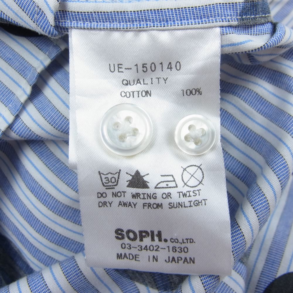 uniform experiment ユニフォームエクスペリメント UE-150140 ボタンダウン ストライプ 水玉 ドット プリント 半袖 シャツ ブルー系 3【中古】