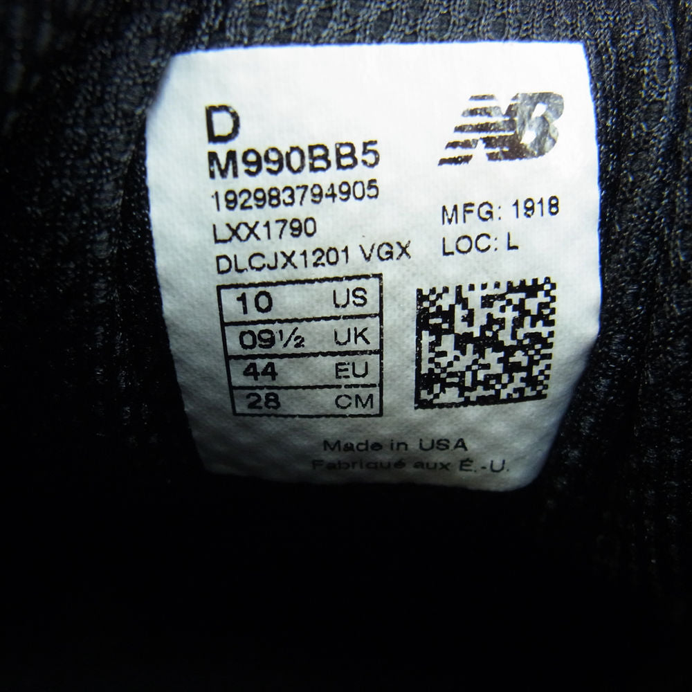 NEW BALANCE ニューバランス 19FW M990BB5 ENCAP エンキャップ スエード BLACK スニーカー ブラック系 28.0cm【中古】