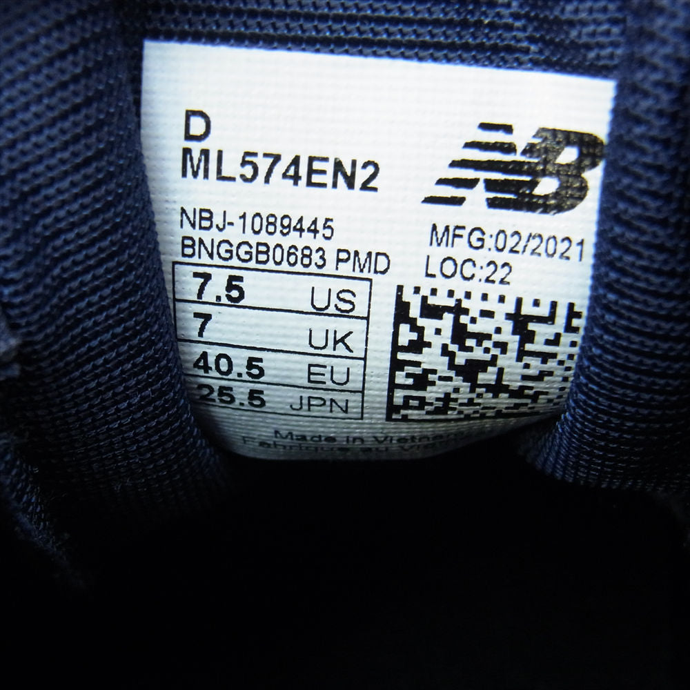 NEW BALANCE ニューバランス ML574EN2 574 ENCAP エンキャップ スエード スニーカー ネイビー系 25.5cm【中古】