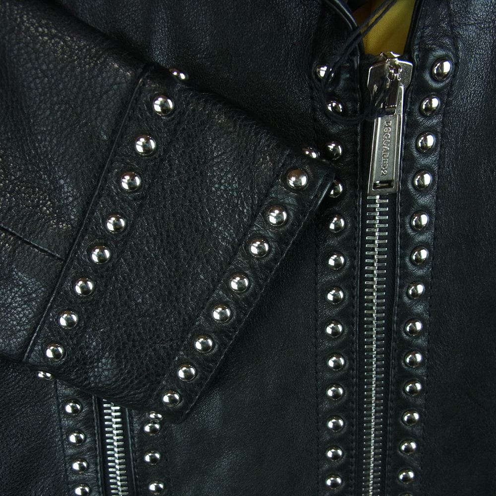 DSQUARED2 ディースクエアード S75AM0470 スタッズ レザー ライダース ジャケット イタリア製 ブラック系 38【中古】