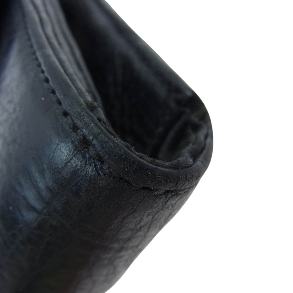 CHROME HEARTS クロムハーツ(原本無) WAVE WALLET ウェーブ ウォレット レザー 長財布 サイフ ブラック系【中古】