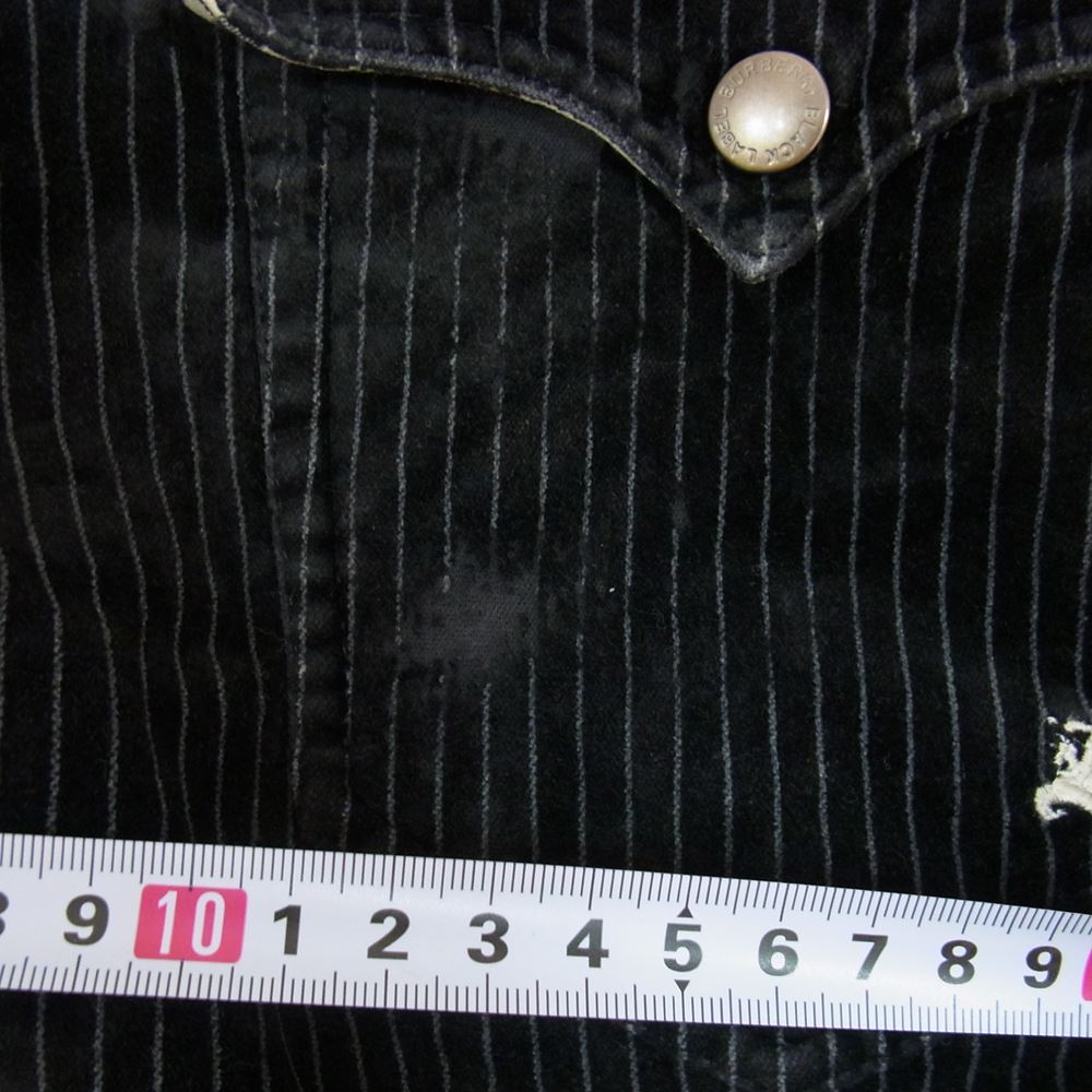 BURBERRY BLACK LABEL バーバリーブラックレーベル BMS09-108-09 ベロア ストライプ パンツ ブラック系 73【中古】