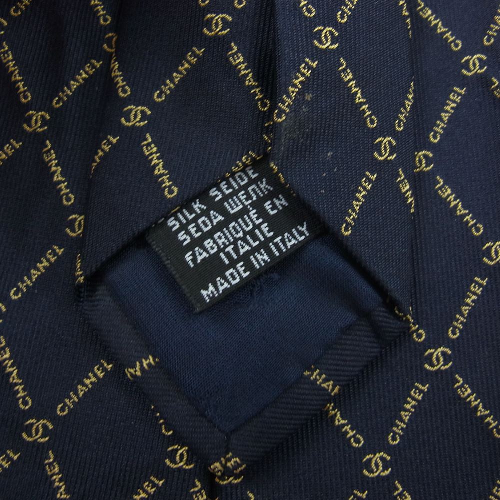 CHANEL シャネル ココマーク ロゴ シルク100% ネクタイ ネイビー ネイビー系【中古】