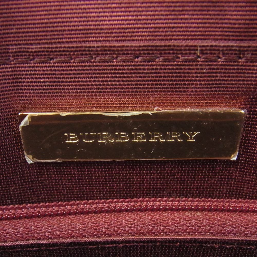 BURBERRY バーバリー ノバ チェック レザー 切替 バッグ ベージュ系 ボルドー系【中古】