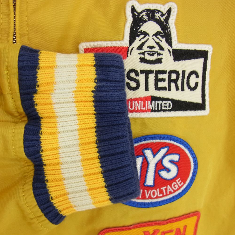 HYSTERIC GLAMOUR ヒステリックグラマー 20SS 02201AB02 SPARKS アップリケ レーシング ナイロン ジャケット イエロー系 L【中古】