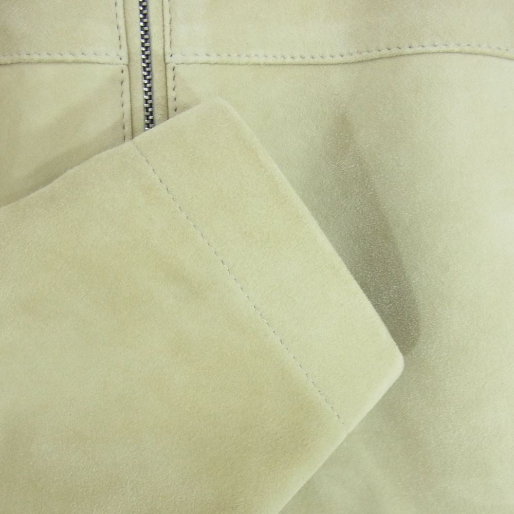 Dunhill ダンヒル LONDON ロンドン イタリア製 襟ニット切替 ラムレザー スエード フルジップ ジャケット ベージュ系 S【中古】