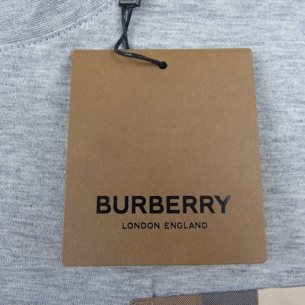 BURBERRY バーバリー 8048923 A2142 チェック ポケット オーバーサイズ クルーネック コットン 半袖 Tシャツ グレー系 S【極上美品】【中古】