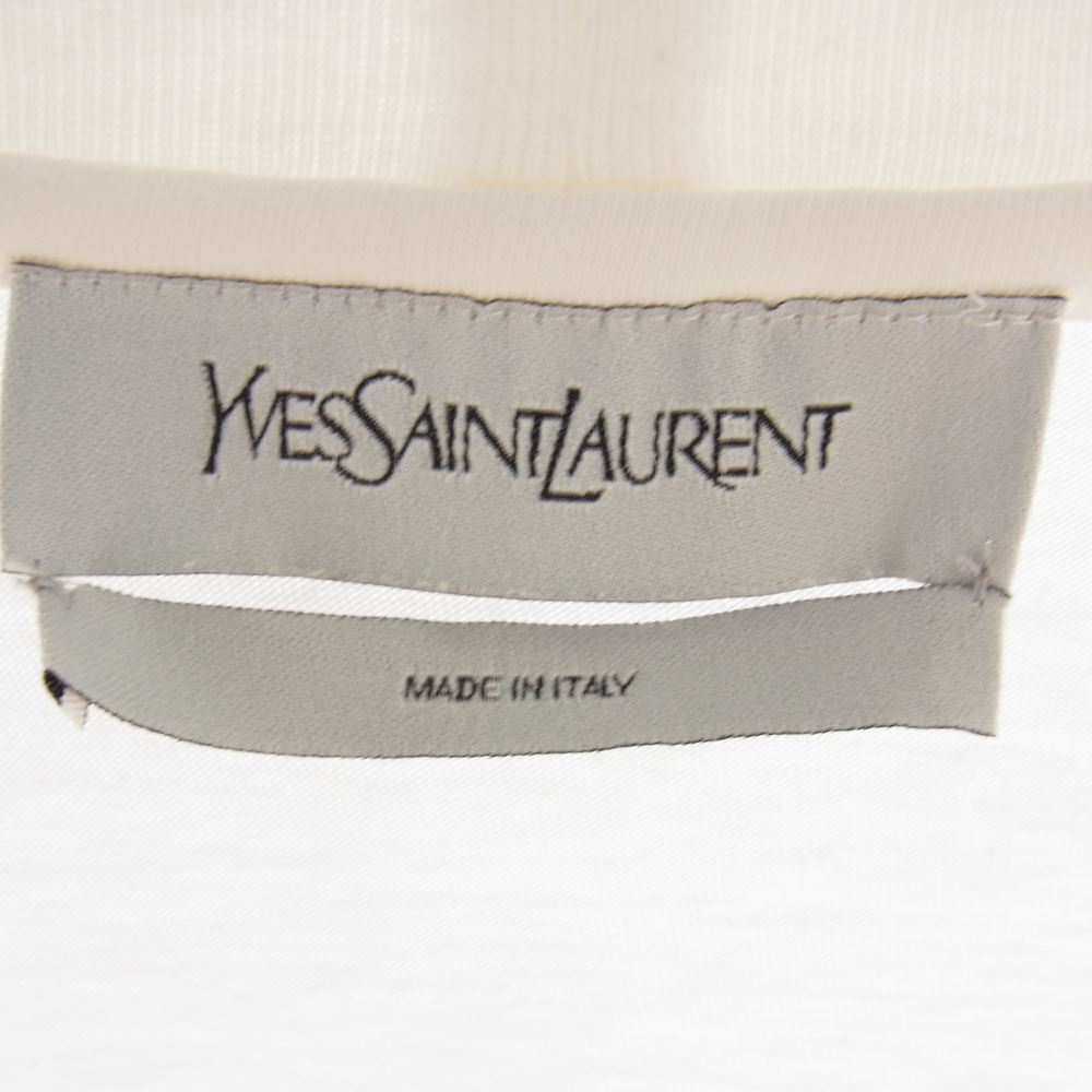 YVES SAINT LAURENT イヴサンローラン メッシュ ロゴ コットン Tシャツ 半袖 ホワイト系 S【中古】