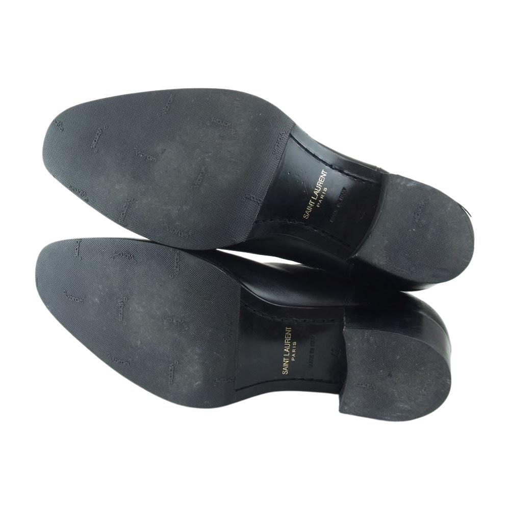 SAINT LAURENT サンローラン 397081 サイド エラスティック ジップチェルシーブーツ 3連ジップ レザー ブラック ブラック系 41【中古】