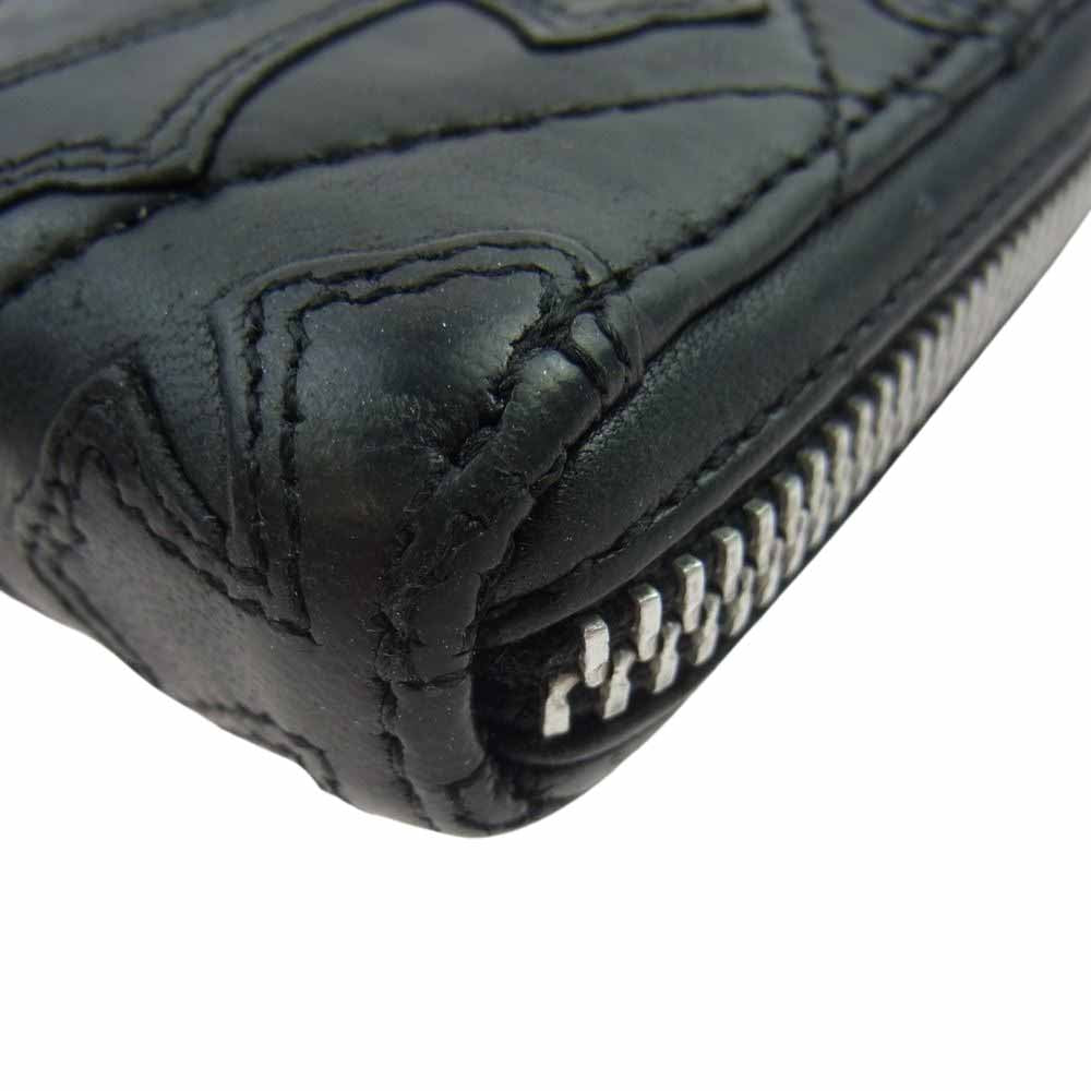 CHROME HEARTS クロムハーツ(原本無) REC F ZIP/QUILTED W CH CRS SML キルティング セメタリー クロスパッチ CHクロス スモールCHクロス ウォレット ブラック系【中古】