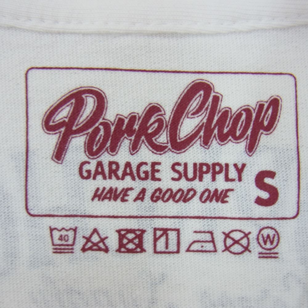 ポークチョップ ガレージ サプライ PORK FRONT TEE ポーク フロント Tシャツ 白系 ホワイト系 S【新古品】【未使用】【中古】