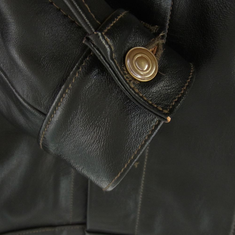 FINE CREEK LEATHERS ファインクリークレザー FCJK003 Hampton ハンプトン 茶芯 ホースハイド 3rd Type レザー ジャケット ブラック系 40【美品】【中古】