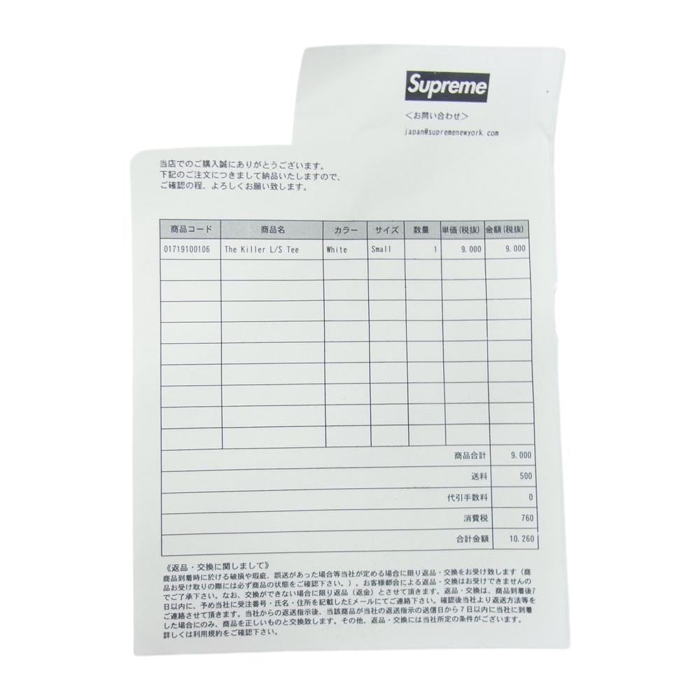 Supreme シュプリーム 18AW The Killer L/S Tee ザ キラー 長袖 Tシャツ ホワイト系 S【中古】