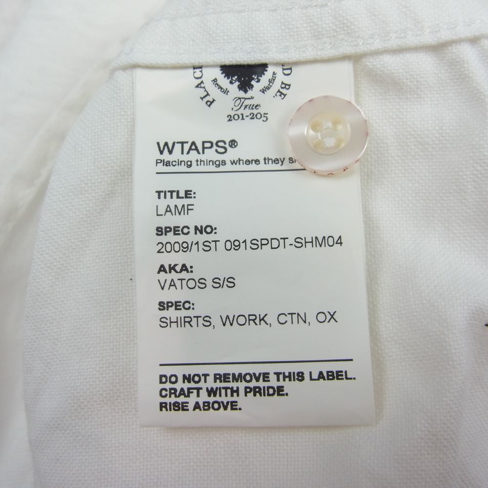 WTAPS ダブルタップス 09SS 091SPDT-SHM04 VATOS S/S SHIRTS WORK CTN OXFORD オックスフォード シャツ 半袖 ホワイト系 M【中古】