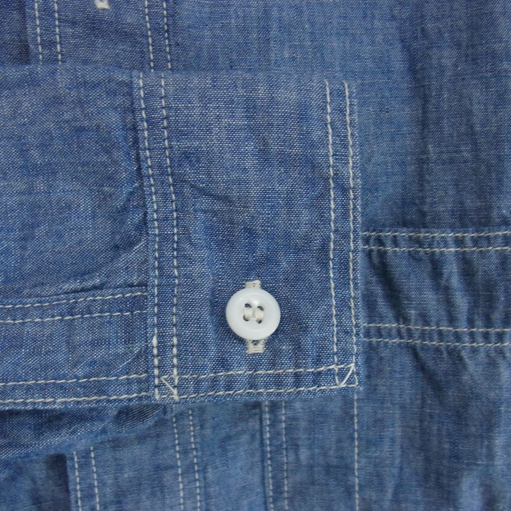 The REAL McCOY'S ザリアルマッコイズ 8HOUR UNION ジョーマッコイ CHAMBREY SERVICEMAN SHIRT シャンブレー サービスマン シャツ ブルー系 14【極上美品】【中古】