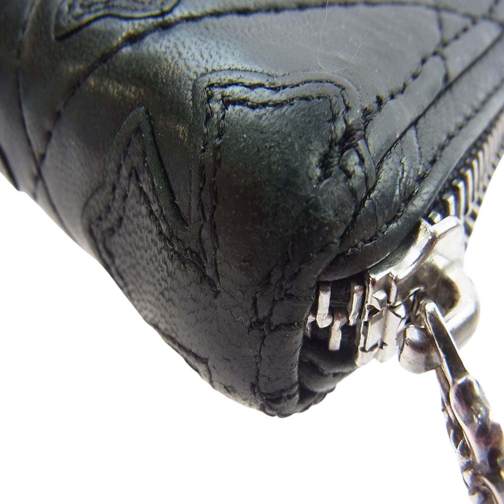 CHROME HEARTS クロムハーツ(原本無) REC F ZIP セメタリー キルティング ラウンドジップ ウォレット ブラック系【中古】