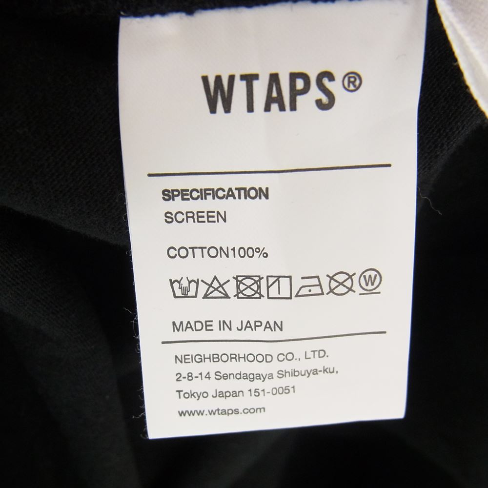 WTAPS ダブルタップス プリント TEE ロゴ 半袖 Tシャツ ロング スリーブ カットソー ブラック系 04【中古】