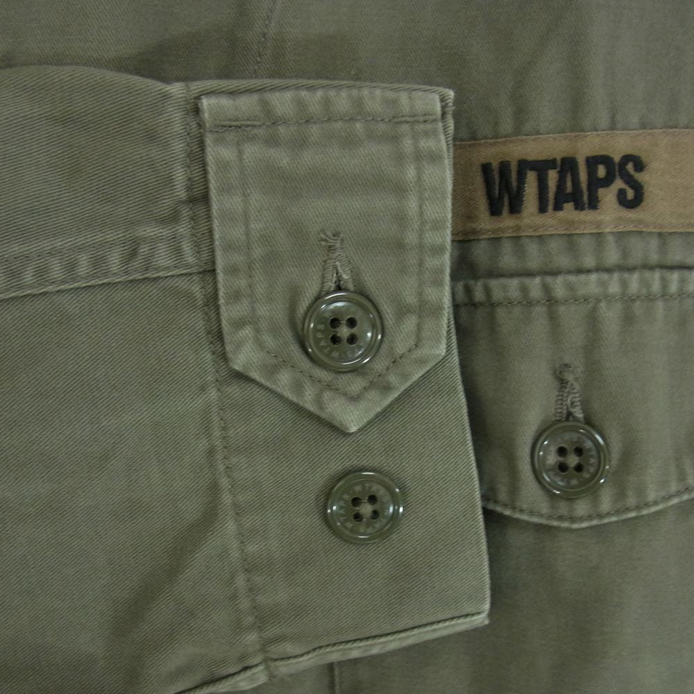 WTAPS ダブルタップス 19AW 192WVDT-SHM02 SCOUT LS SHIRT スカウト ノーカラー シャツ 長袖 シャツ ジャケット カーキ系 01【中古】